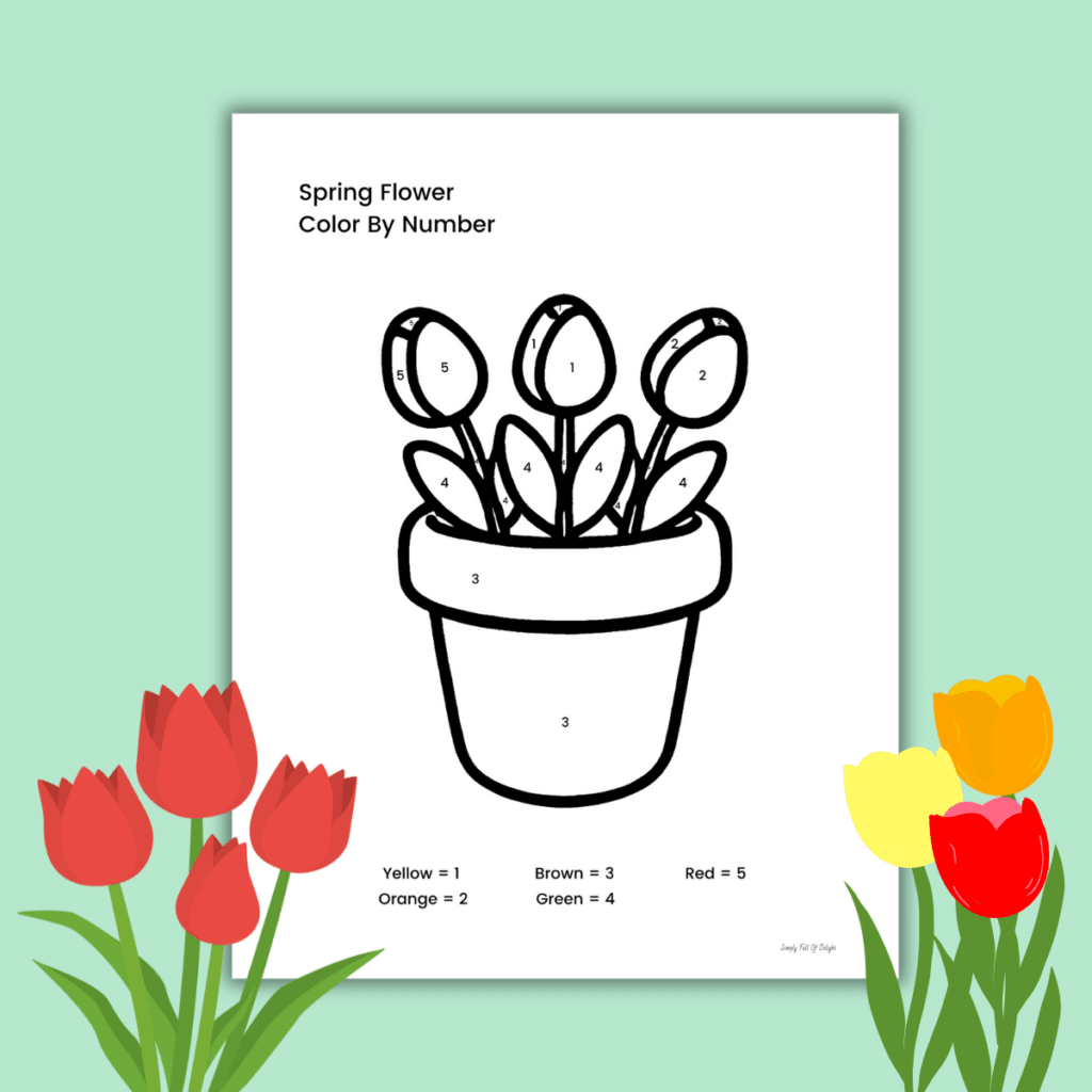 Tulip Color by Number Coloring Pages