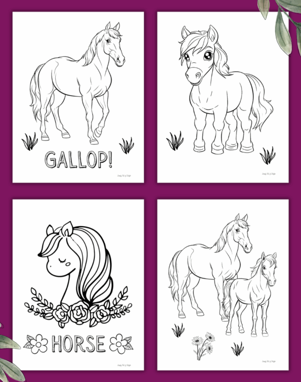 free horse coloring pages for kids