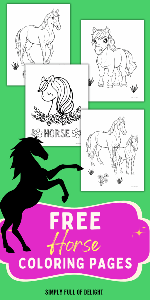 free horse coloring pages for kids, free farm pdf coloring sheets