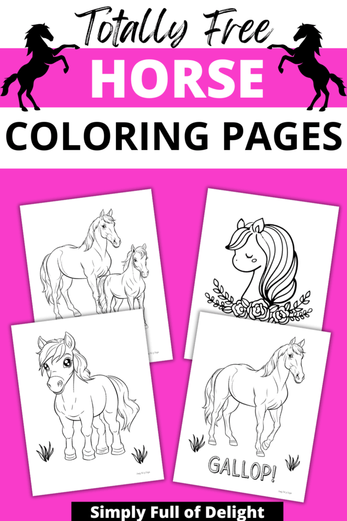 Totally Free Horse Coloring Pages - 4 free horse coloring sheets for kids
