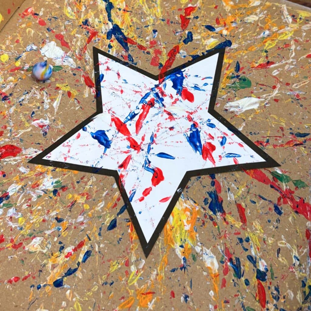marble painting a white patriotic star craft