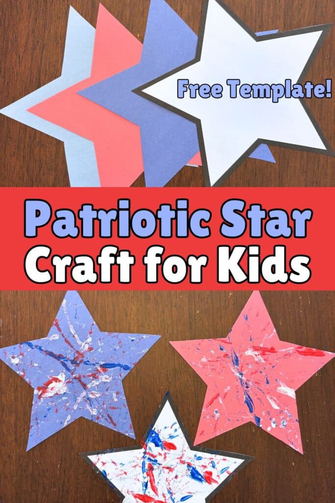 Patriotic Star Craft for Kids,star free template, marble paint star craft for 4th of July for kids