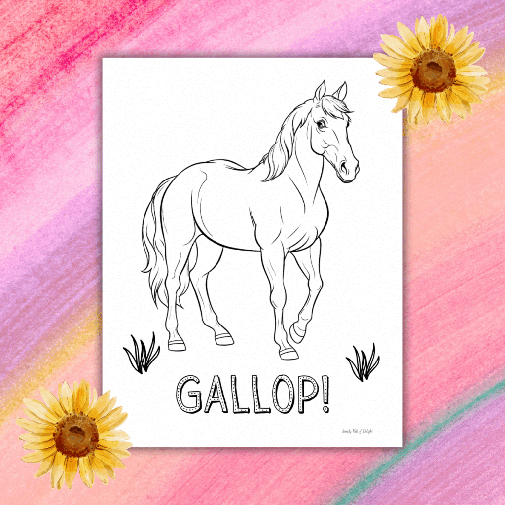 realistic horse coloring page free printable