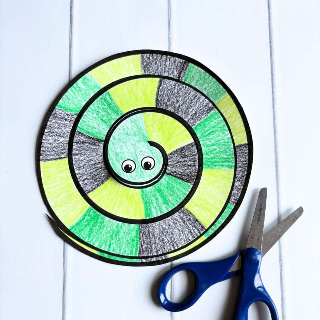 snake craft cut with scissors.