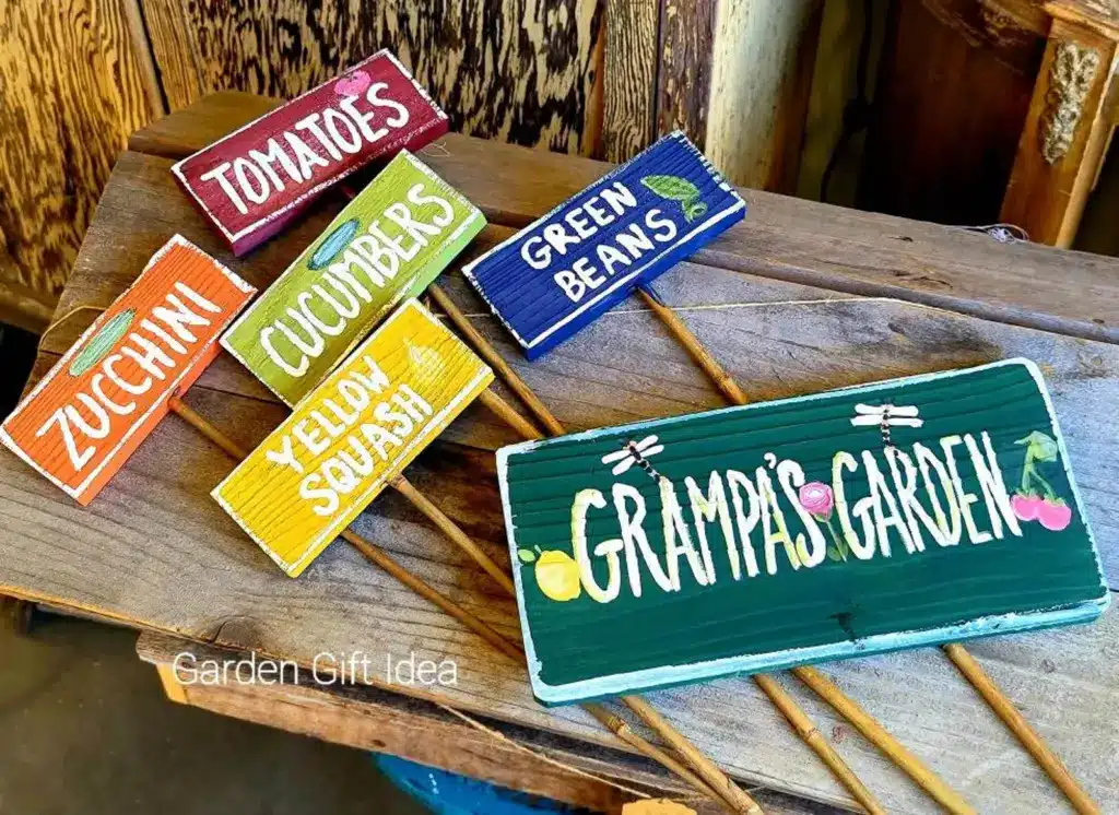 whimsical Wooden Garden Stakes are by The Birdhouse of Orange
