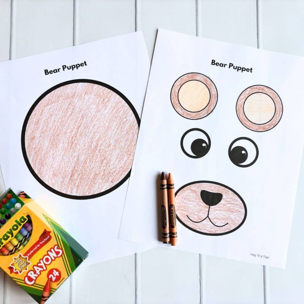bear template colored with crayons