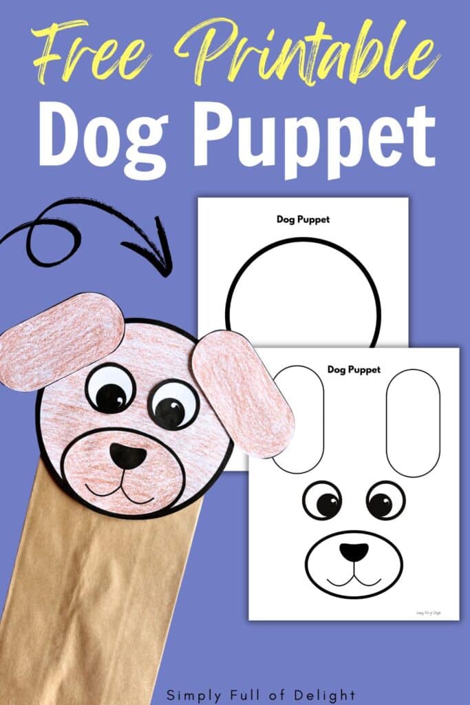 Free Printable Dog Paper Bag Puppet template