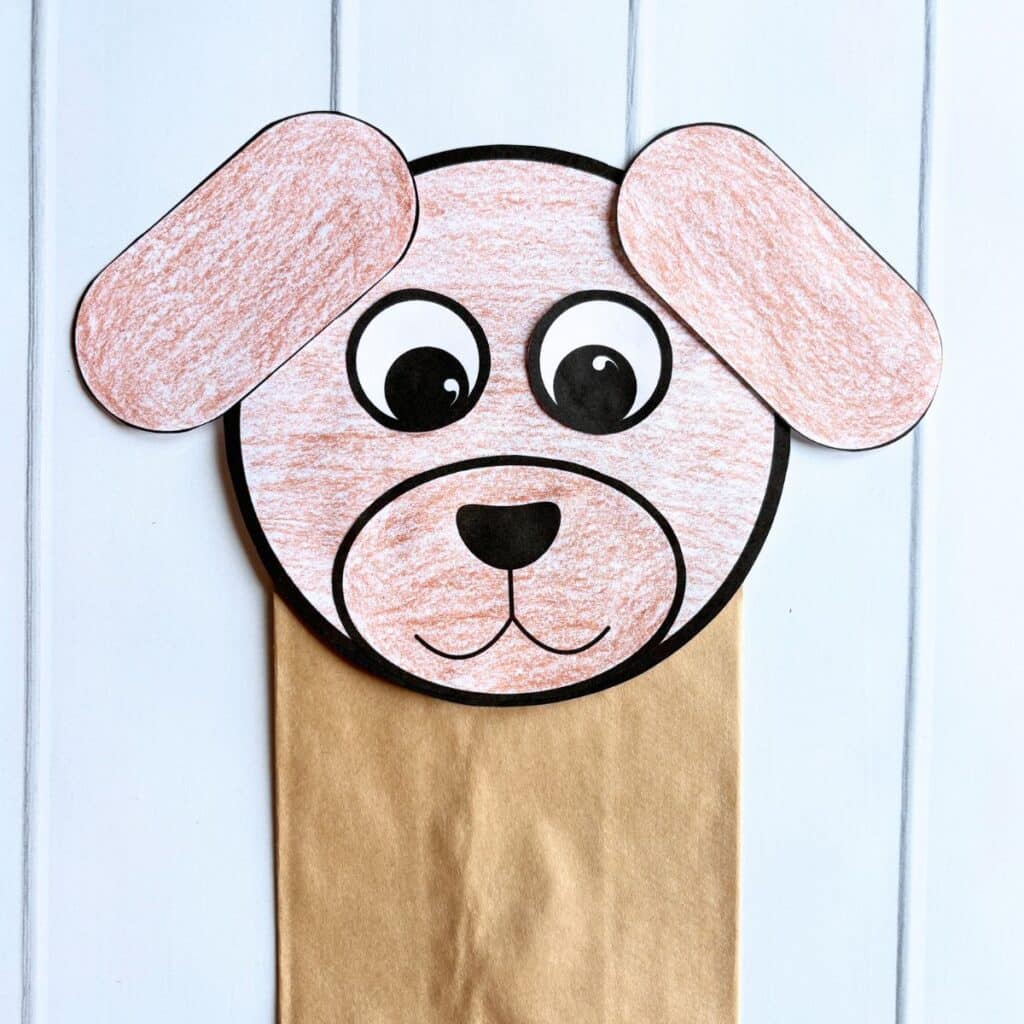 Easy Dog Paper Bag Puppet (Free Printable Template!)