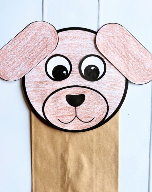 Easy Dog Paper Bag Puppet (Free Printable Template!)