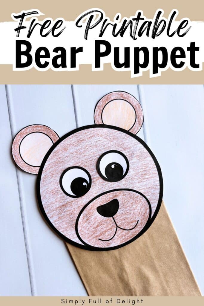 free printable bear puppet - bear paper bag puppet craft for kids