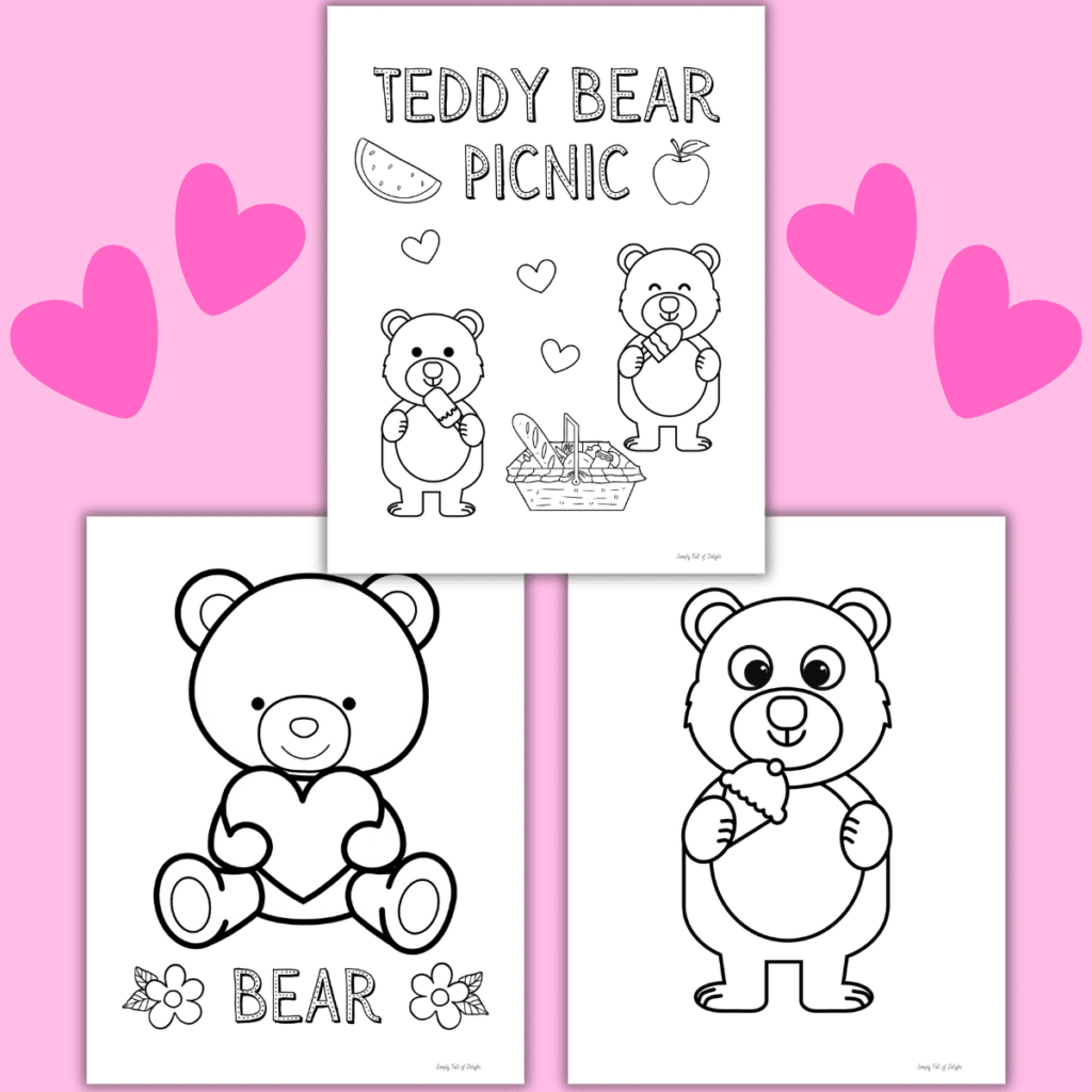 3 free printable teddy bear coloring pages for kids