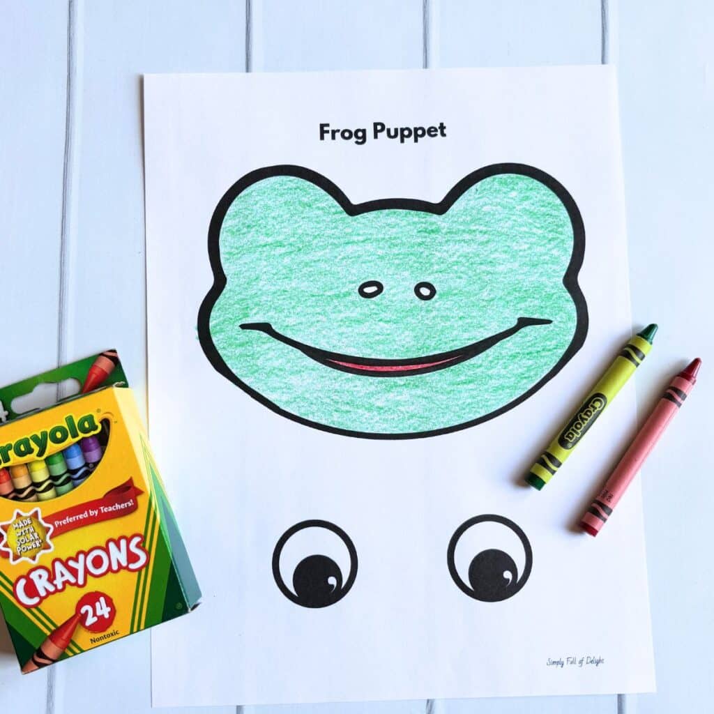 frog template colored with crayons