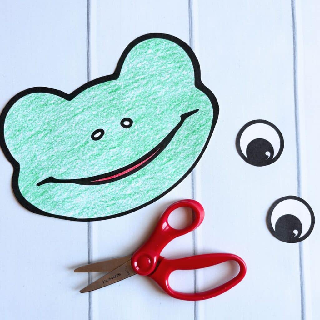 frog template cut out with scissors