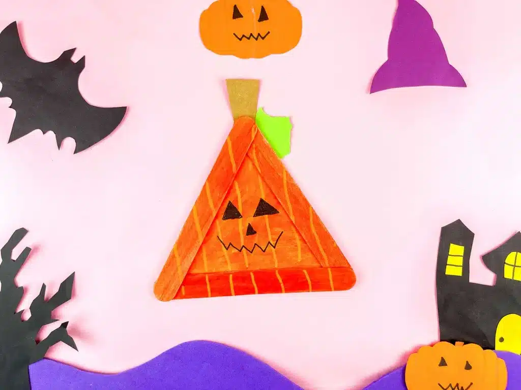 Popsicle Stick Pumpkin Craft from Cultivating Brilliant Minds.