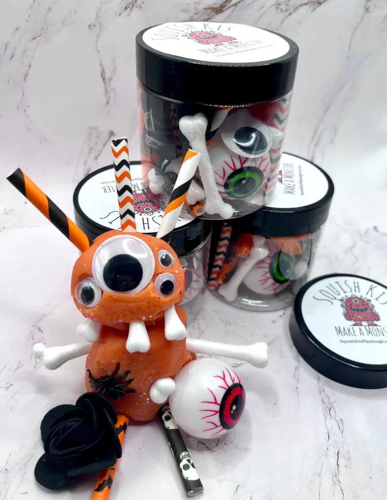 Make a Monster Play Dough Jar by Squish Kits Playdough.