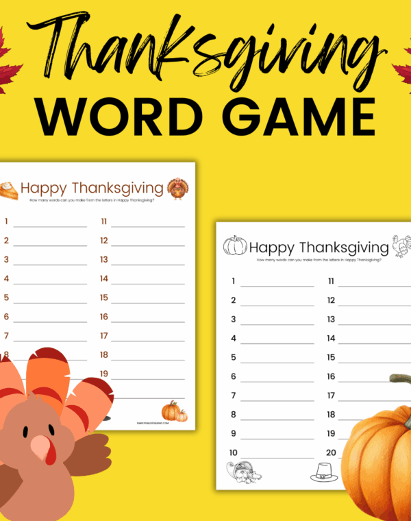 Thanksgiving Word Game Printable - Free