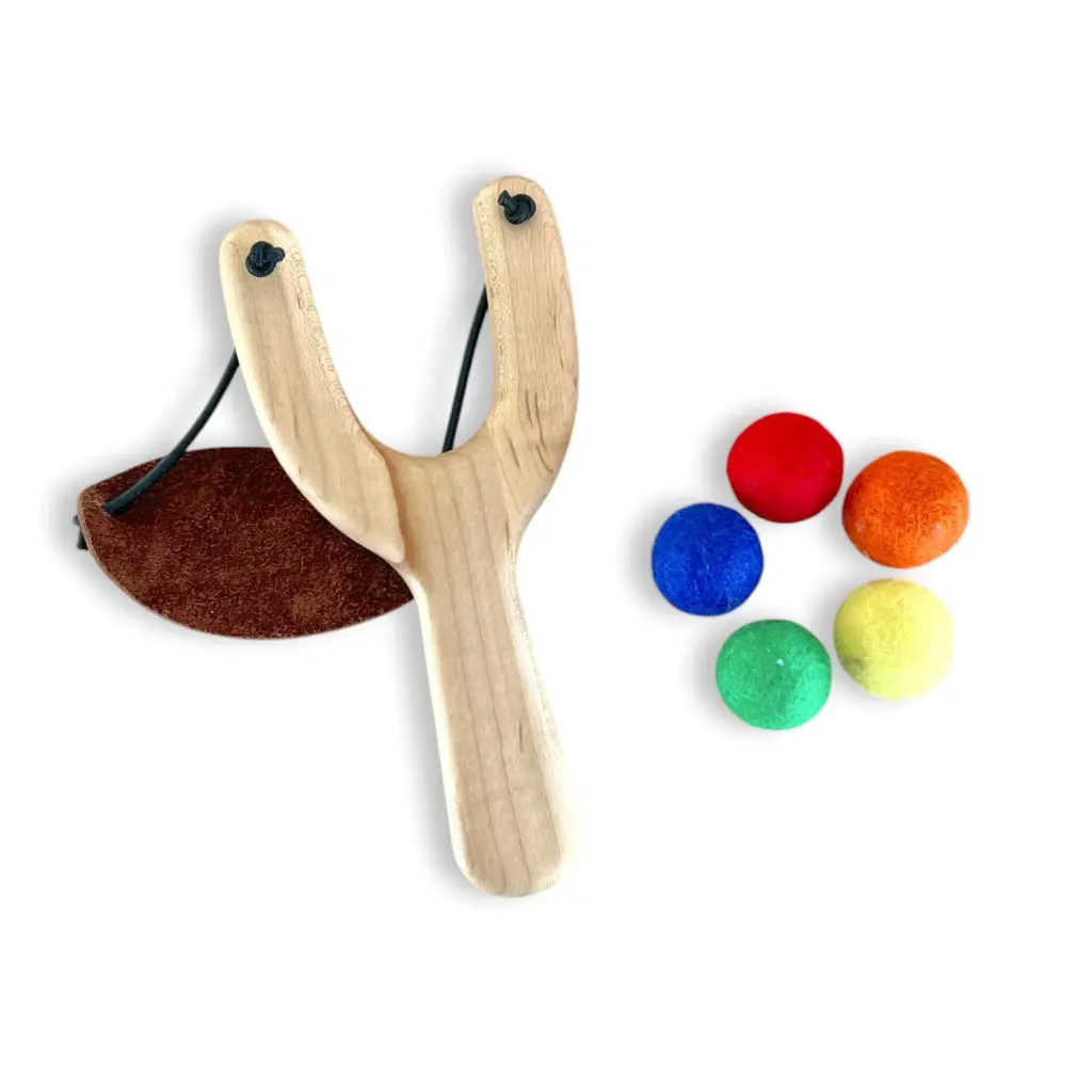 Wooden Slingshot with Felt Balls by From Jennifer.