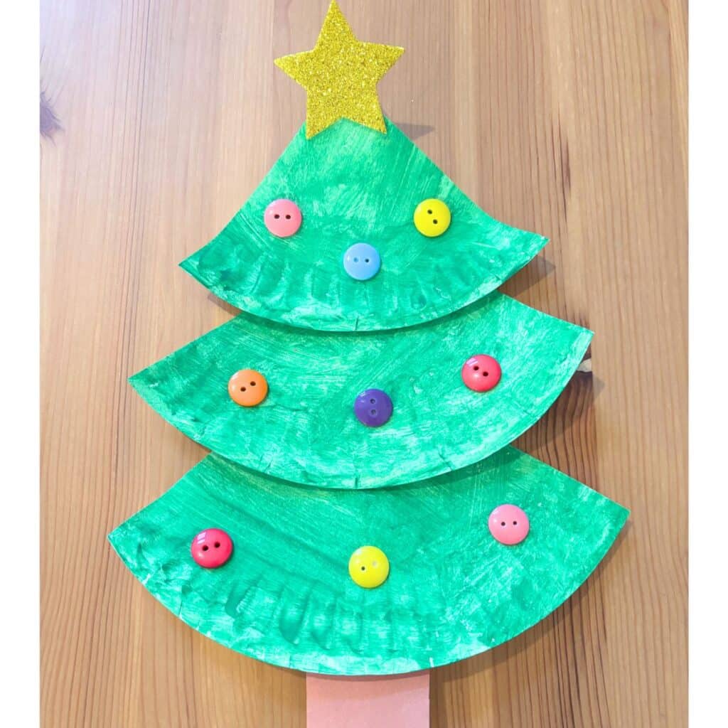 Paper Plate Christmas tree craft for kids - easy