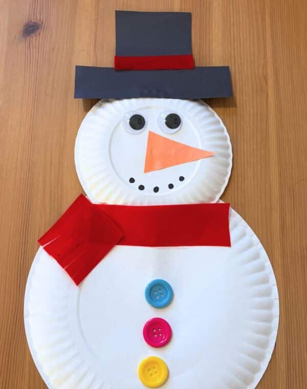 easy paper plate snowman craft for kids