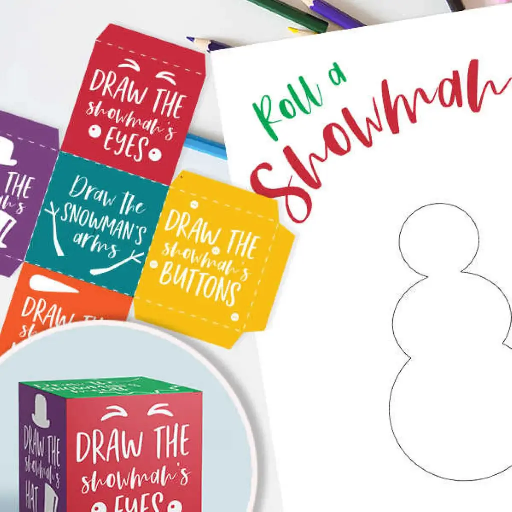 Roll a Snowman Activity is by One Crazy Mom.