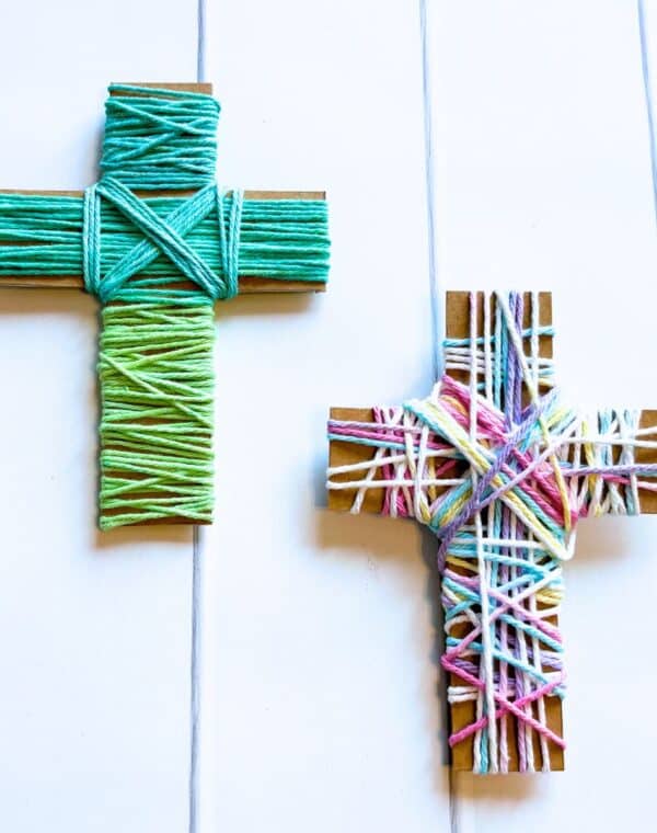 Yarn Easter Cross Craft for Kids