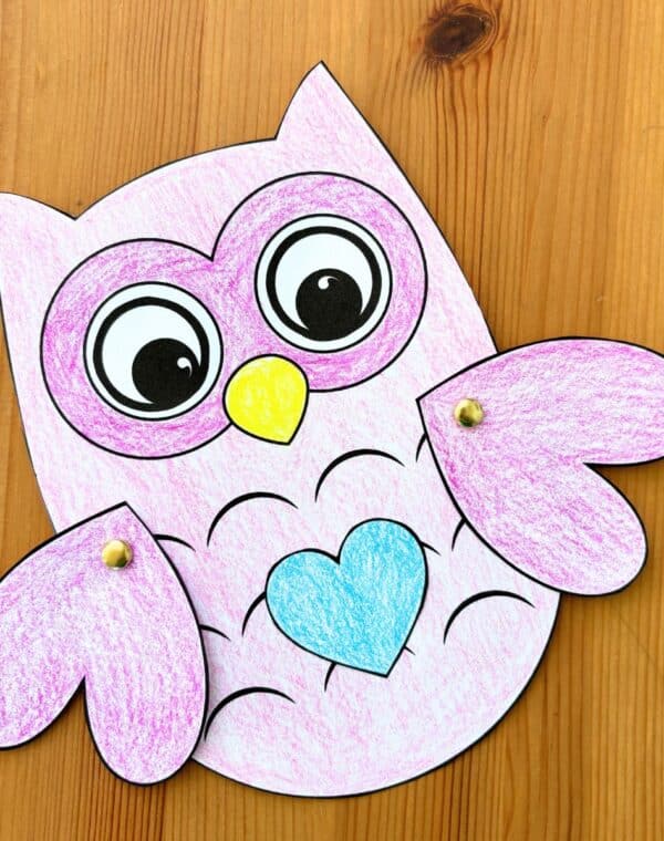 Valentines day paper owl craft for kids