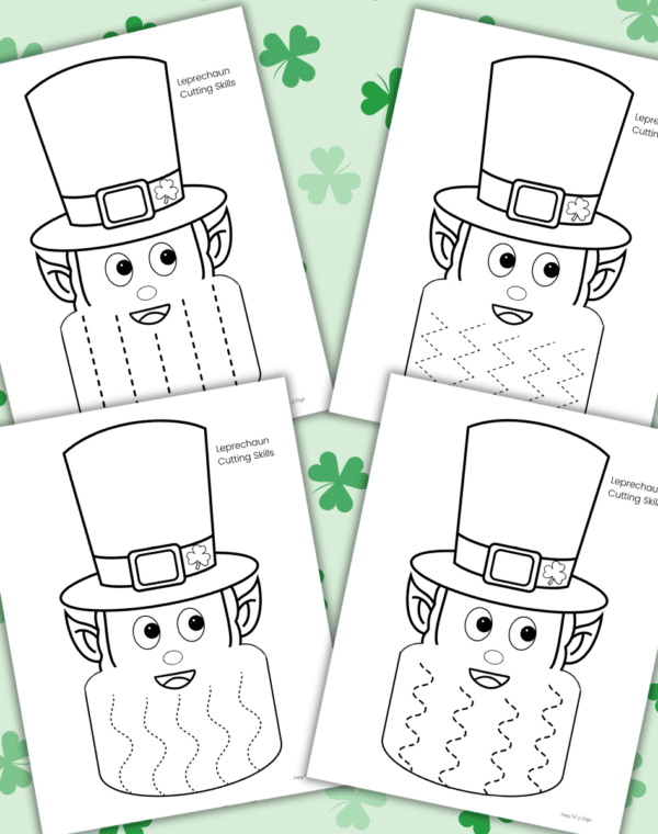 free printable Leprechaun Cutting Skills Worksheets for St. Patrick's Day