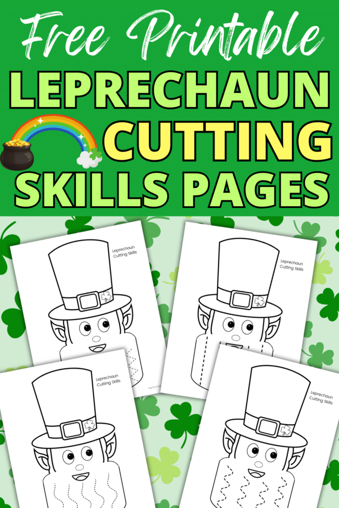 free printable St. Patrick's Day Cutting Skills Pages - leprechaun beard cutting practice worksheets