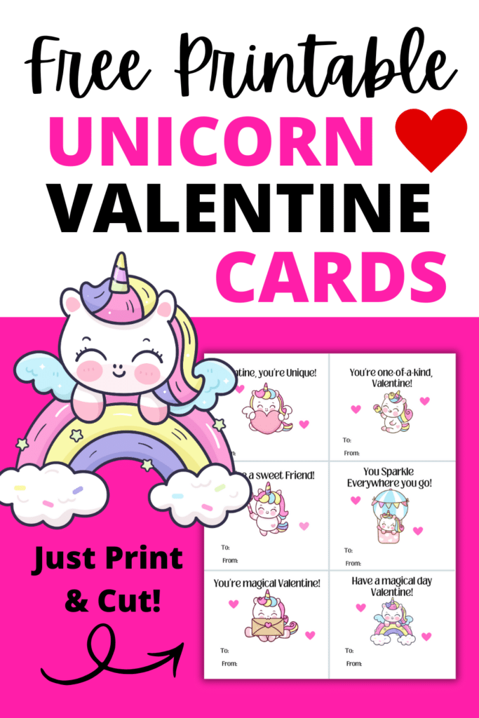 free printable Unicorn Valentine Cards