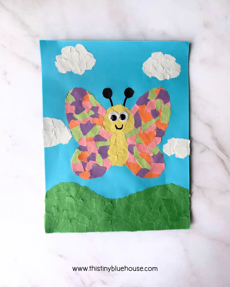 Paper Butterfly Craft by This Tiny Blue House.