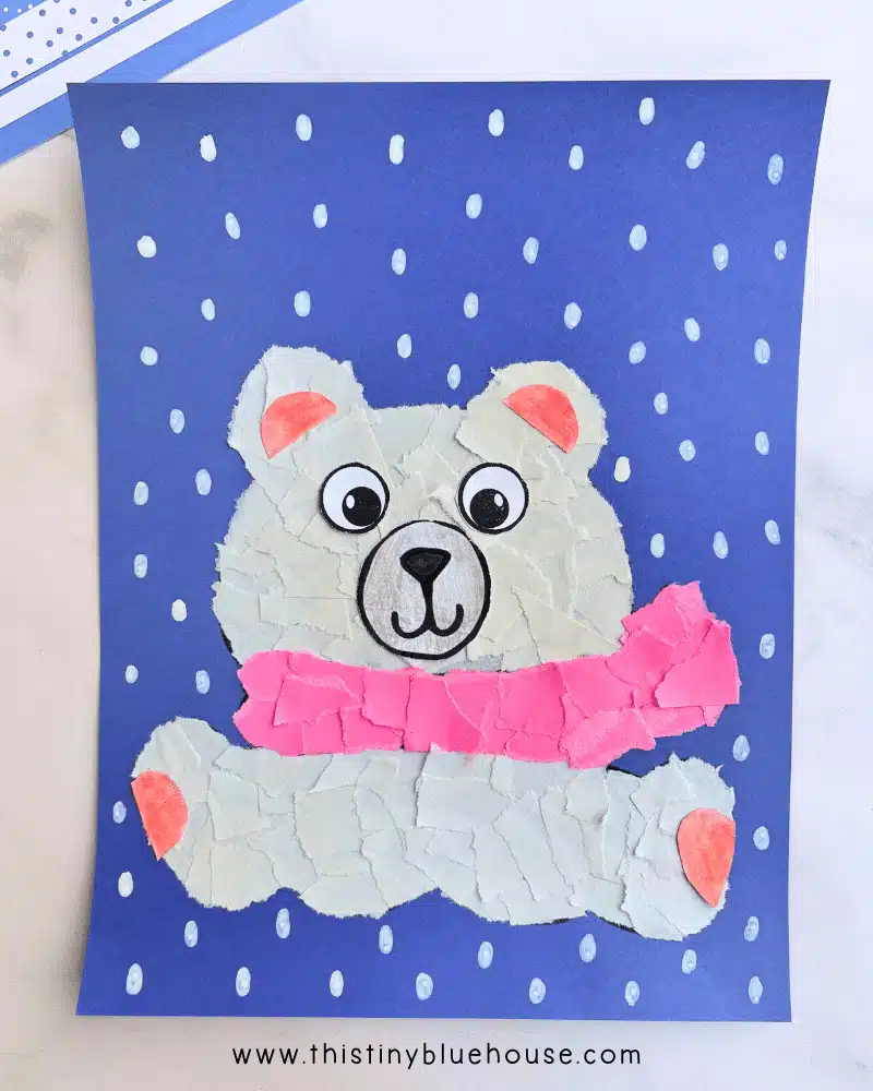 Torn Paper Bear Craft by This Tiny Blue House.
