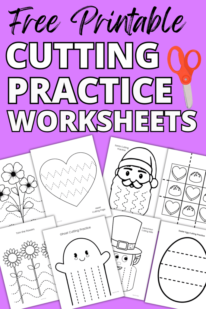 Free Printable Cutting Practice Worksheets for preschool and kindergarten