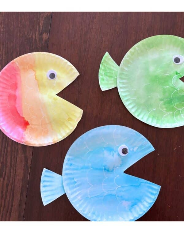 watercolor paper plate fish crafts